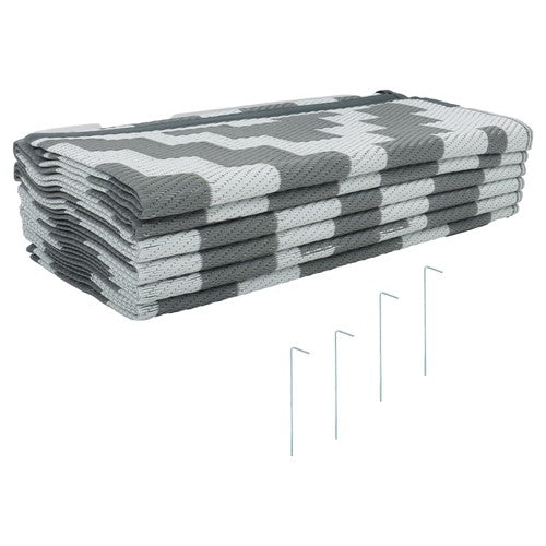 9x12ft Waterproof Outdoor Rug Outdoor Plastic Straw Rug For Camping Gray White
