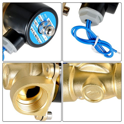AC 110V 120V Volt NC 1" NPT Electric Solenoid Valve Brass Water Air Gas