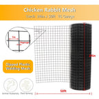 1"x1" 16 Gauge 24"x50' Welded Wire Fence Vinyl Coated Chicken Rabbit Mesh