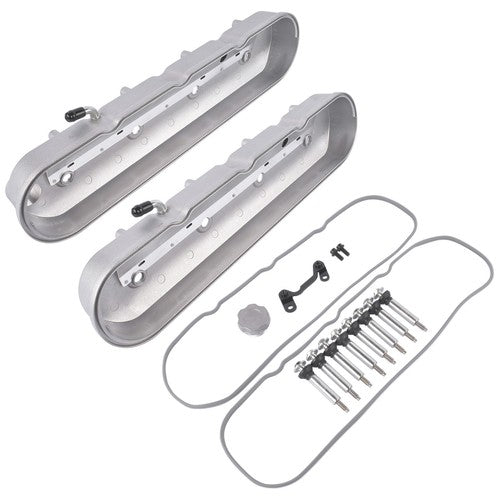 GM LS Cast Aluminum Tall Silver Pair Valve Covers w/ Coil Mounts For LS1 LS2 LS3