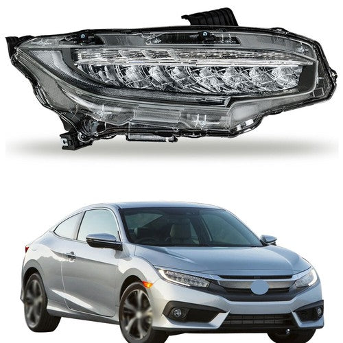 Headlight Headlamp Chrome Housing For Honda Civic 2016-2019 Passenger Right Side