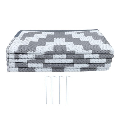 8x10ft Waterproof Outdoor Rug Outdoor Plastic Straw Rug For Camping Gray & White
