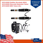 Pair Rear Air Shock Struts + Compressor Pump For Chevy Tahoe GMC Yukon 2015-2019