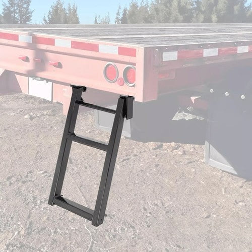 Truck Bed Step 2-Rung Retractable Tailgate Ladder Heavy Duty W/L-Shaped Bracket