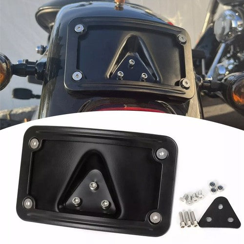 Curved Laydown License Plate Mount Bracket For Harley Sportster Dyna Softail
