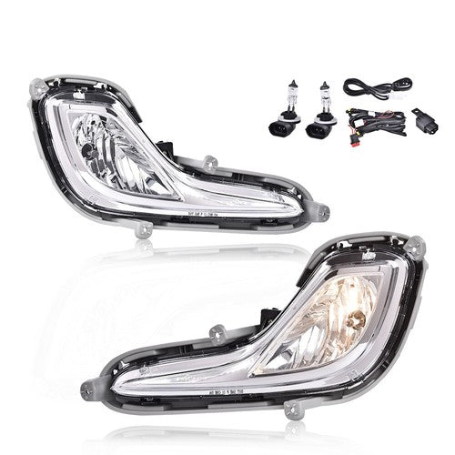 Clear Bumper Fog Lights for Hyundai Accent 2012-2017 w/ Bulbs Wiring Switch