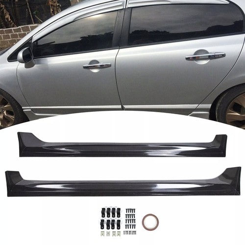 For 2006-2011 Honda Civic Mugen PU MU Style Side Skirts Body Kit Paintable ABS