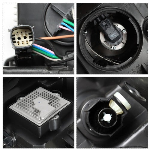Headlight For GMC Acadia 2013-2015 16 Driver&Passenger Halogen w/LED Tube Black