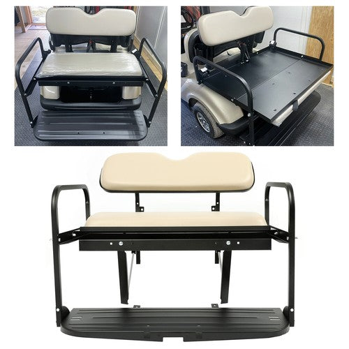 Flip Rear Back Seat Kit with Beige Cushion for Yamaha Drive G29 2007 2016