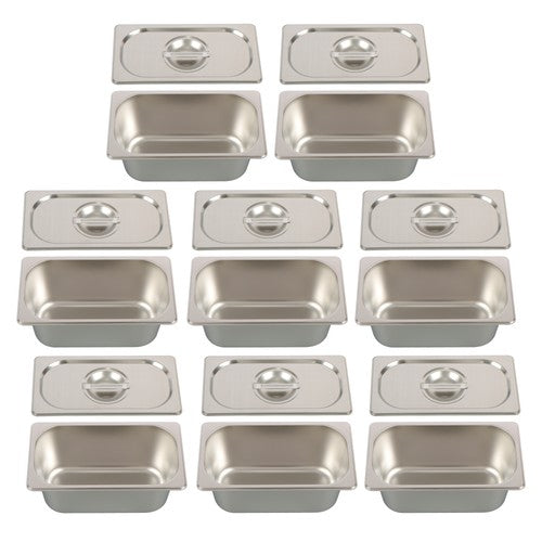 Restaurant Steam Table Pans 8 Pack 1/3 Size 6 Inch Deep Thickened with Lid