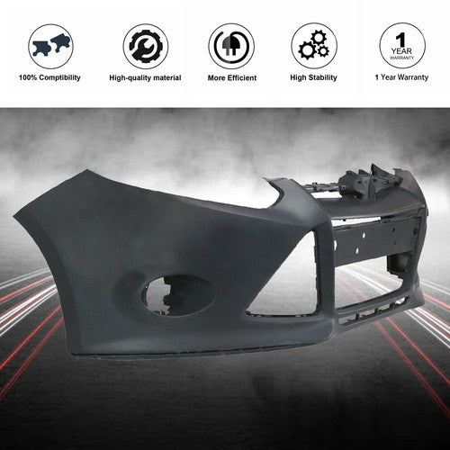 Front Bumper Cover For 2012 2013 2014 Ford Focus Sedan w/ Tow Hole New Primered