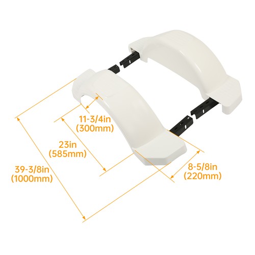 2 Single Axle Trailer Fenders w/ Top Step For 13" Wheels Tires Skirt Boat White