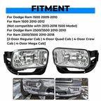 For 09-12 18 Dodge Ram 1500 2500 3500 Bumper Fog Lights Driving Lamps W Bracket