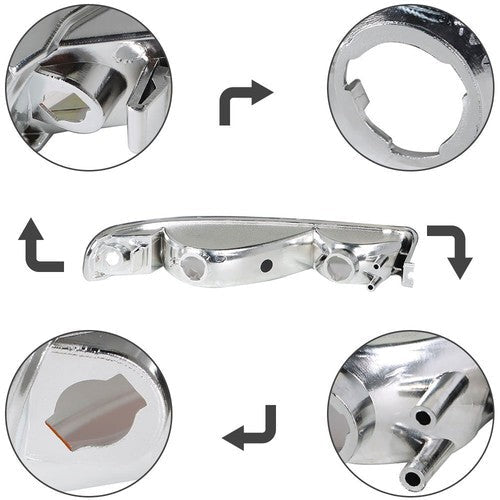 Fit For GMC Sierra 1500 1999-2007 LH+RH Headlight Replacement Halogen Chrome
