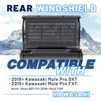 Smoked Windshield for Kawasaki Mule Pro FXT DXT Tinted Rear Windshield