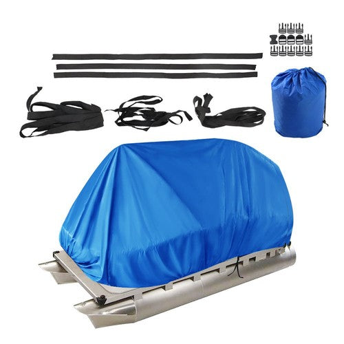 21-24Ft Waterproof Pontoon Boat Cover Trailerable Heavy Duty Fabric Blue New
