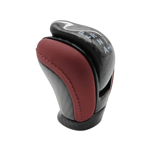 3491080B0A Shift Knob for Nissan GTR R35 Red Leather Carbon Fiber 2009-2021