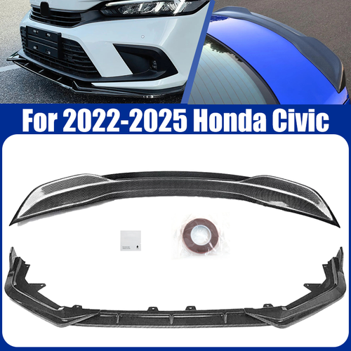 ZZ2V00666 Black Rear Trunk Spoiler Wing Front Bumper Lip for Honda Civic Sedan