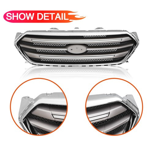 Front Bumper Lip Upper Grille Assembly Chrome Grill 2013-2019 for Ford Taurus