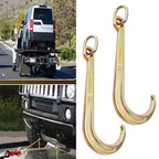 (2) 15 Inch J Hook Chain Link Tow Axle Strap Wrecker Clevis WLL G70 5400LBS