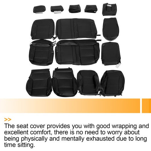 For 14-2018 Chevy Silverado LT DOUBLE Cab Full Set Seat Cover Black Replacement