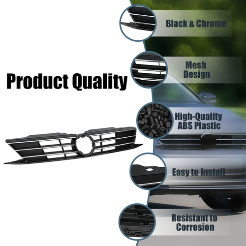 Front Bumper Chrome Grille Grill for 2015-2018 for VW for Volkswagen Jetta