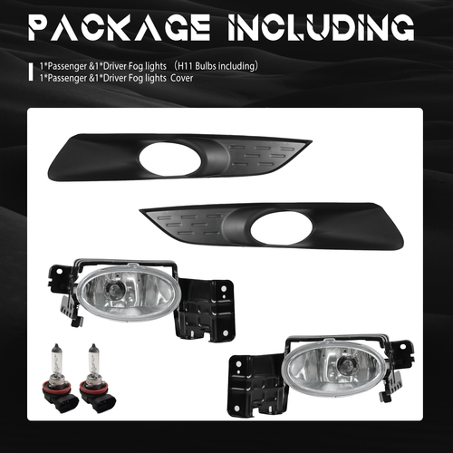 Front Bumper Fog Lights W/Bulb for Honda Accord Crosstour 3.5L 2010-2012