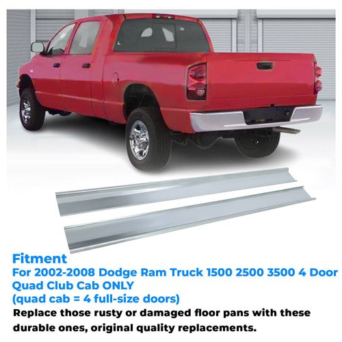 Lh Rh Outer Rocker Panels Slip On For 2002-08 Dodge Ram Pick Up 4 Door Quad Cab