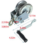 1600lbs Hand Winch Hand Crank Trailer Winch W/10m (32ft) Cable Manual Winch