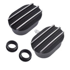 Oval Finned Black Aluminum Push-in Breather & PCV Kit 1-1/4" Valve Cover Holes