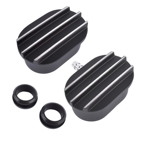 Oval Finned Black Aluminum Push-in Breather & PCV Kit 1-1/4" Valve Cover Holes