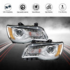 Pair Set For Chrysler 300 2011-2014 Headlight Replacement Halogen Clear Lens L+R