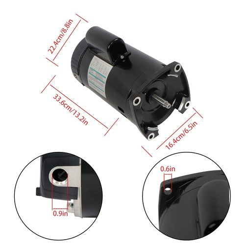 1HP B2848 B848 Single Speed Pool Pump Motor W/GO-KIT-32 Y56Y Frame Square Flange