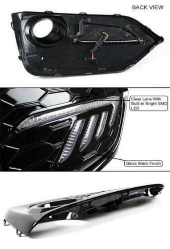 LED DRL Fog Lights Cover & Chrome Grille Grill for 2016-2018 for Honda Civic Si