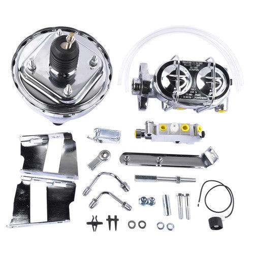 8" Chrome Brake Booster Cylinder Disc / Drum Kit for Chevrolet Impala 1958-1964