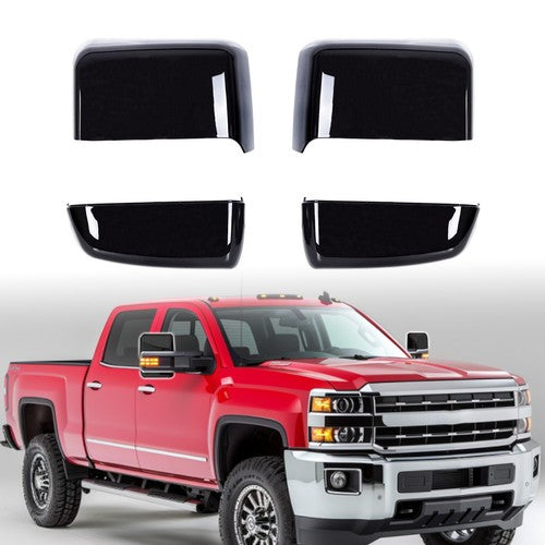Fits Gloss Black Tow Mirror Cap Cover for Chevy Silverado GMC Sierra 2014-2019