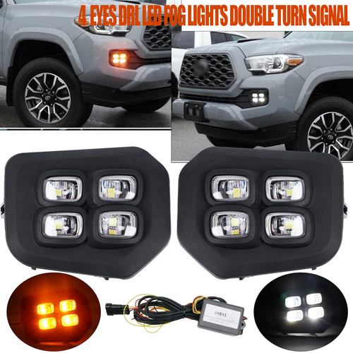 Fog lights 4-Eyes DRL LED Double Turn Signal for 2016-2023 for Toyota Tacoma