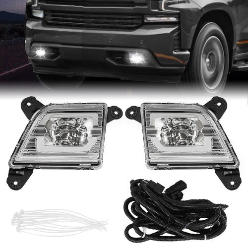 For 2019 2022 Chevy Silverado 1500 2500HD 3500HD LED Fog Lights Lamps Clear Lens