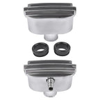 Polished Aluminum Finned Oval PCV + Push-in Breather Combo Valve Cover Set of 2