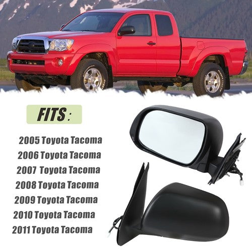 Power Mirror Left Driver Side Textured Black for 2005-2011 for Toyota Tacoma