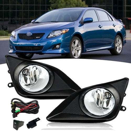 Pair Clear Bumper Driving Fog Lights Lamps w/Switch for 2009-2010 for Toyota Corolla
