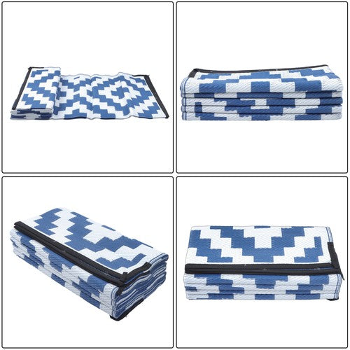 8x10FT Waterproof Foldable Outdoor Plastic Navy Blue White Carpet