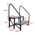 2 Step RV Steps With 2 Handrails And Step Mat 660 Lbs Load Capacity For Trailers