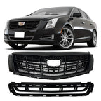 Front Bumper Black Upper Grille Lower Grill 2PCS for 2013-2017 for Cadillac XTS