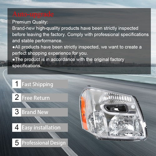 Headlight Assembly For Chevy Equinox 2005-2009 Headlamps Passenger Side Halogen