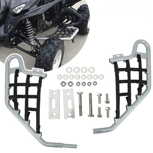 Silver Pair Of Nerf Bars With Black Nets Set for Honda TRX 700XX 2008 2009