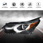 Halogen Headlight Assembly Chrome Driver Left Side For Chevy Equinox 2018-2019