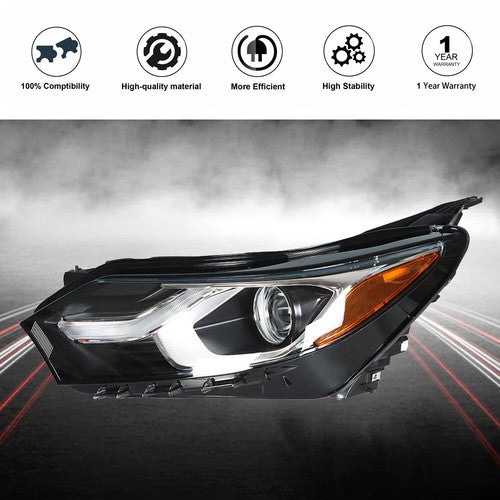 Halogen Headlight Assembly Chrome Driver Left Side For Chevy Equinox 2018-2019