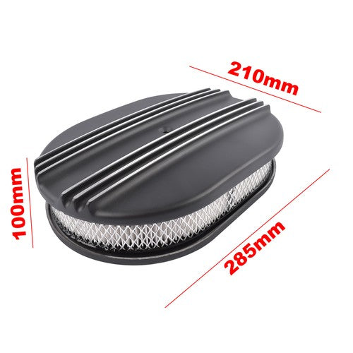 Black Cast Aluminum Half Finned 12″ Air Cleaner Assembly for Chevy Mopar Classic