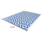 9x12ft Outdoor Plastic Straw Rug For Camping Outdoor Carpet RV Mat Blue & White